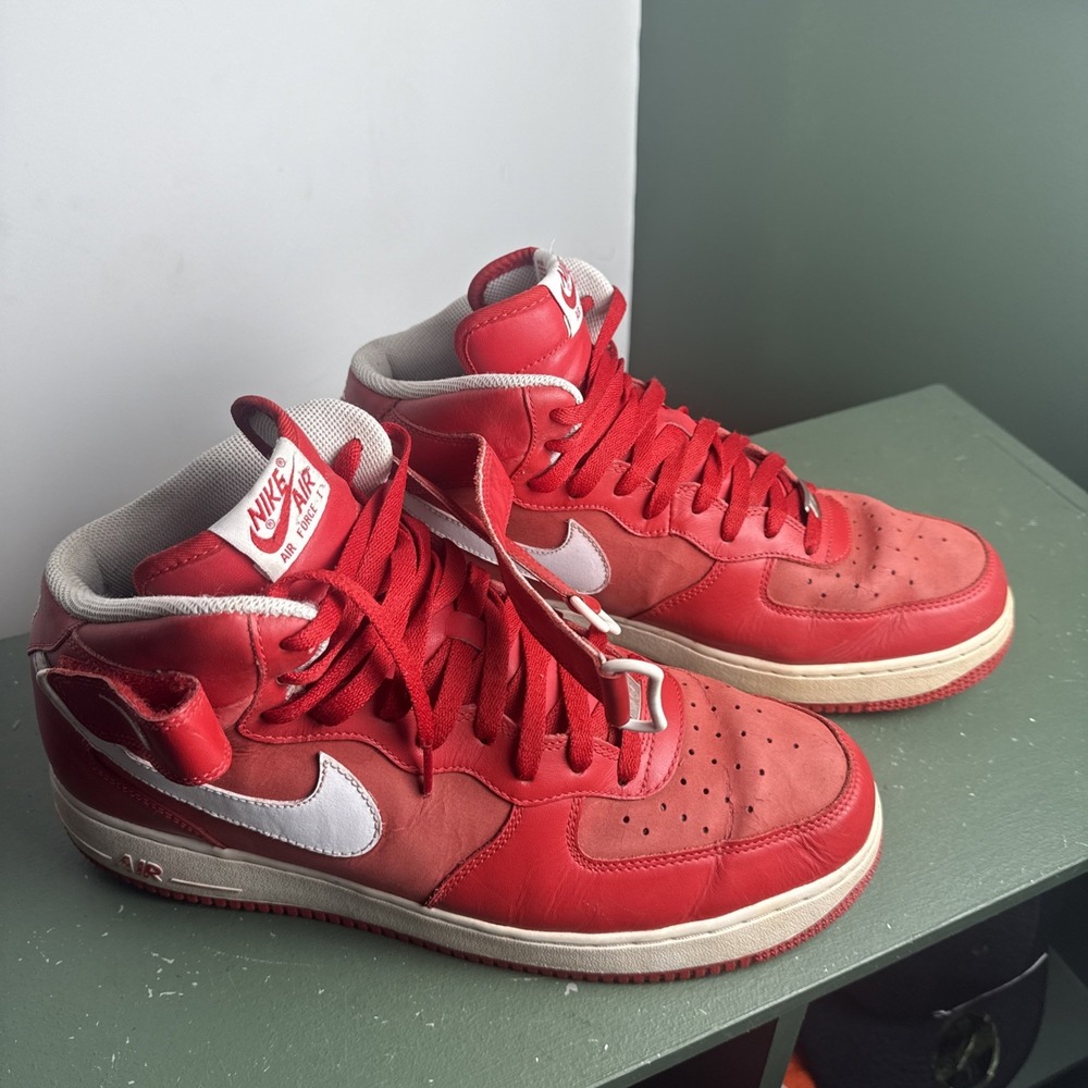 Nike Mens Air Force 1 315123-601 Red White Basketball Shoes Sneakers Size 12